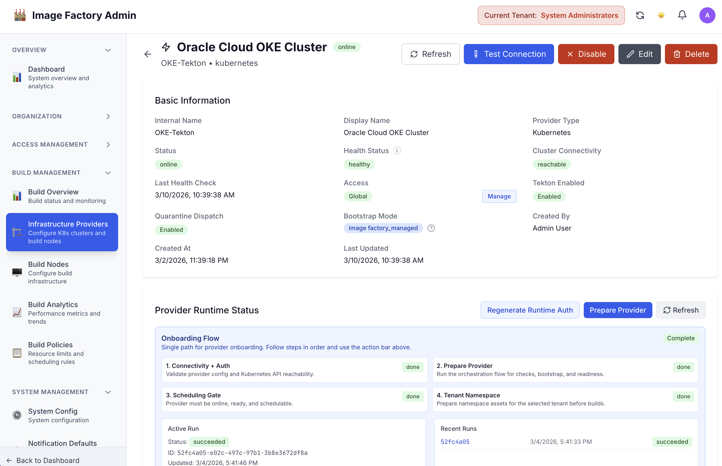 Tekton infrastructure provider preparation